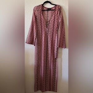 Vici Long Sleeve Zigzag Dress in Pink and Purple